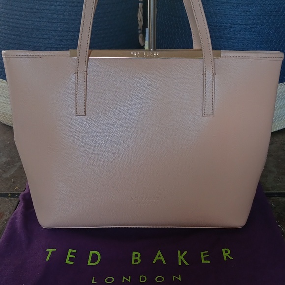 TED BAKER SAFFIANO LEATHER BEIGE TOTE - Picture 6 of 14